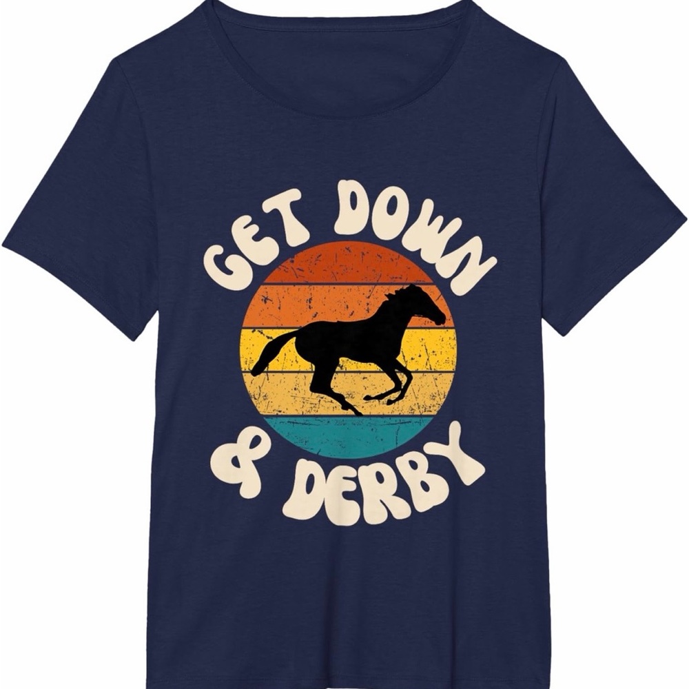 Navy Blue 'Get Down & Derby' T-Shirt